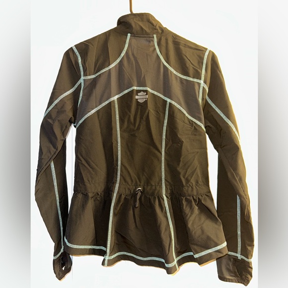 Harley Davidson lightweight, black/teal jacket, finger holes on sleeves size S - Picture 2 of 3